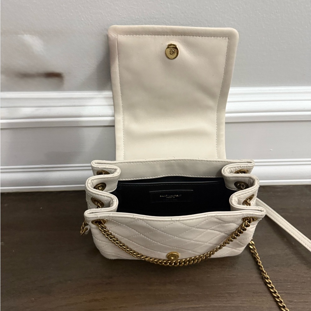 Yves Saint Laurent Cream Quilted Crossbody Bag